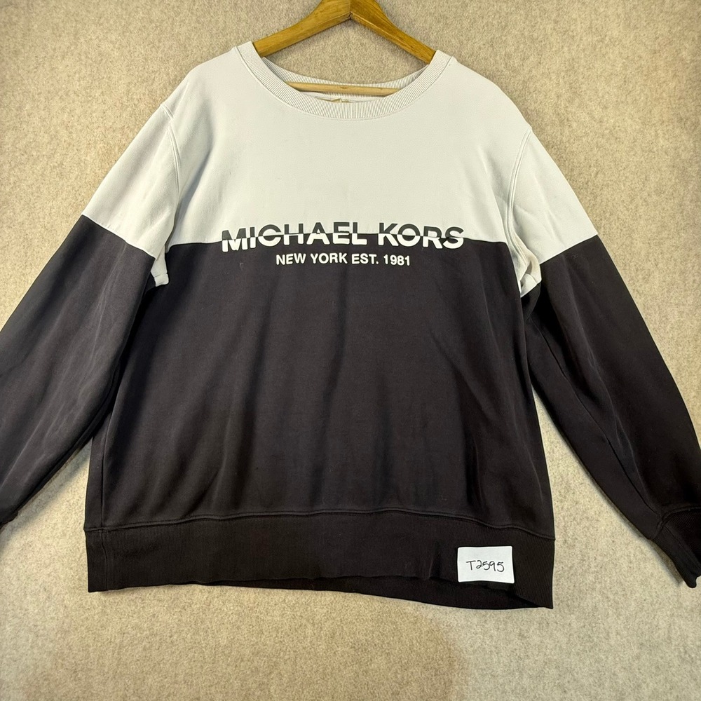 Michael Kors Mens Colorblock Logo Sweatshirt Black White Large
